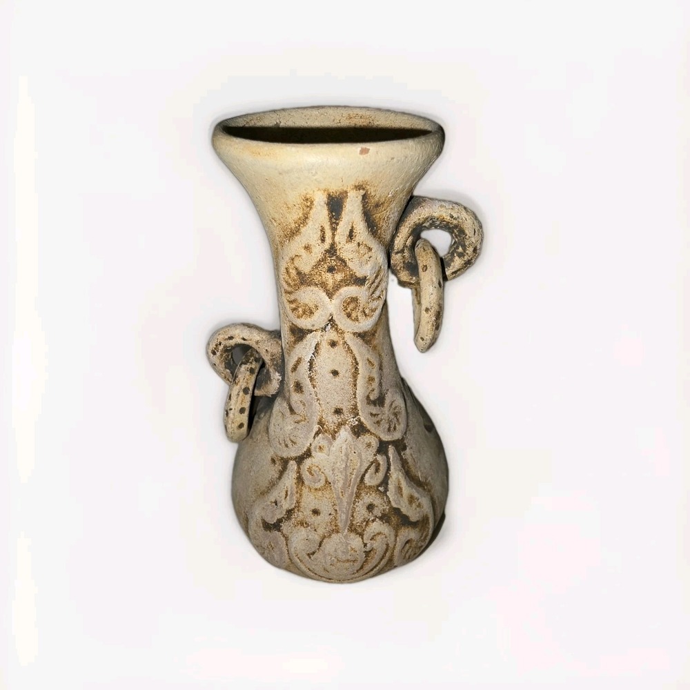 Vintage Ancient Look Hellenistic Cyples Style Chalky Clay Vase Rustic Home Decor